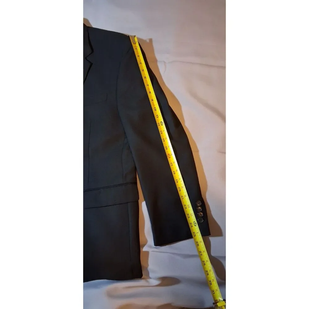 Croft & Barrow Mens Black Two-Button Sport Coat Suit Jacket 46R Formal Business